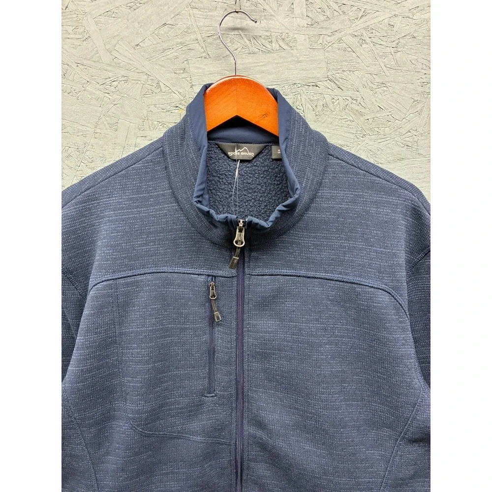 Eddie Bauer Fleece Jacket Sweater Full Zip Mock Neck Men's XL Blue Casual NWT - Picture 2 of 14